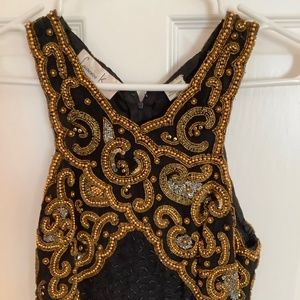 Vintage Laurence Kazar Black Beaded Cocktail Dress